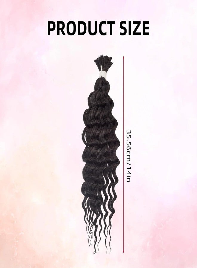 NICENEEDED Braiding Hair, 14 Inch Deep Water Wave Bulk Wig Hair Extensions, 2 Bundle 100g Brazilian Virgin Curly Hair for Boho Braids Wet and Wavy No Weft - Image 2
